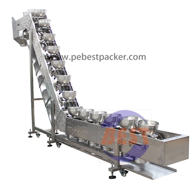 Inclined Bowl Conveyor for Frozen Seafood noodles in food production line
