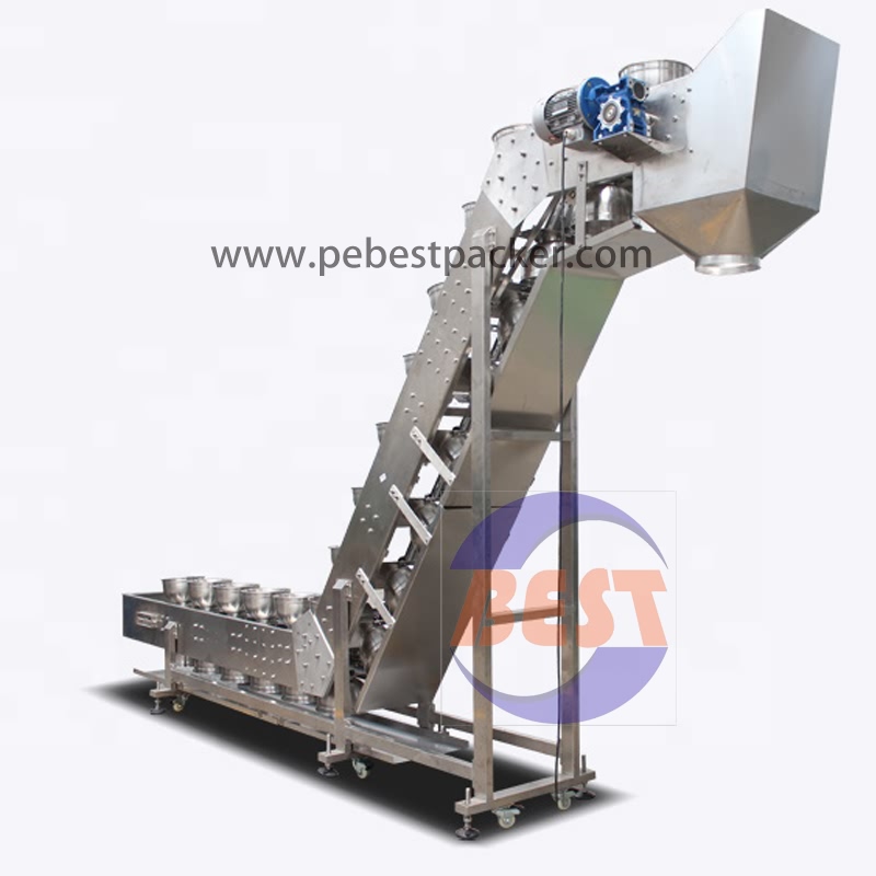 Inclined Bowl Conveyor for Frozen Seafood noodles in food production line